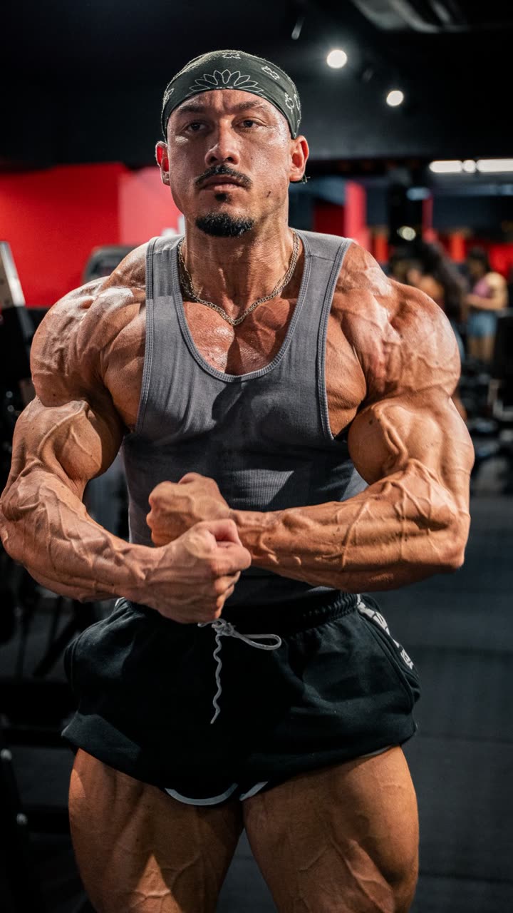 David Hrončok posing in the gym