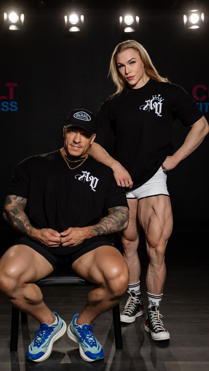 Paula Ranta, IFBB Pro, in a branded studio shoot
